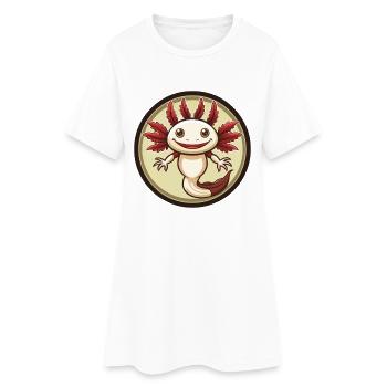 axolotl coloré Kawaii Dessin animé Personnage Clipart - Robe T-shirt Femme - blanc - Devant