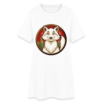 Polarfuchs Bunte Kawaii Cartoon Figur Haustier - Frauen T-Shirt-Kleid - Weiß - Vorne
