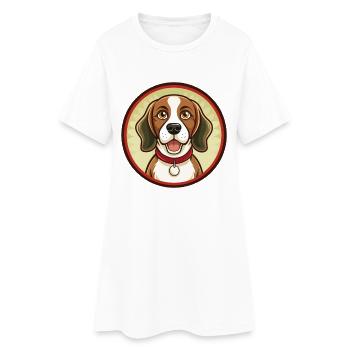Beagle Hund Bunte Kawaii Cartoon Figur Haustier - Frauen T-Shirt-Kleid - Weiß - Vorne