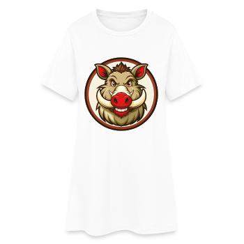 Sanglier Coloré Kawaii Dessin Animé Personnage Clipart Animal de compagnie - Robe T-shirt Femme - blanc - Devant