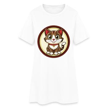 Cat Colorful Kawaii Cartoon Character Clipart Pet - Women’s T-Shirt Dress - white - Front