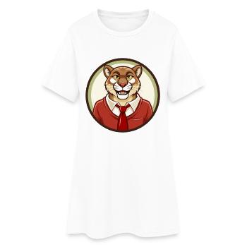 Cougar coloré Kawaii Dessin animé Personnage Clipart - Robe T-shirt Femme - blanc - Devant