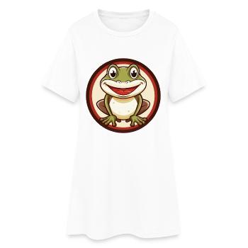Frosch Bunt Kawaii Cartoon Figur Clipart Haustier - Frauen T-Shirt-Kleid - Weiß - Vorne