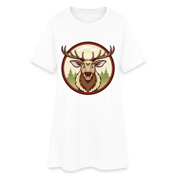 Elk coloré Kawaii dessin animé personnage Clipart Animal de compagnie - Robe T-shirt Femme - blanc - Devant