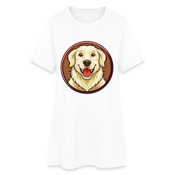 Golden Retriever Hund Kawaii Cartoon Figur Haustier - Frauen T-Shirt-Kleid - Weiß - Vorne