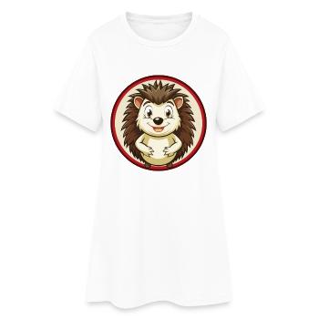 hérisson coloré Kawaii Dessin animé Personnage Clipart - Robe T-shirt Femme - blanc - Devant