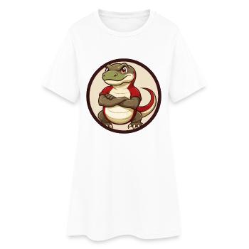 Dragon de Komodo Coloré Kawaii Dessin animé Clipart Animal de compagnie - Robe T-shirt Femme - blanc - Devant