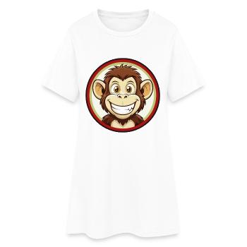 Monkey Colorful Kawaii Cartoon Character Clipart - Women’s T-Shirt Dress - white - Front