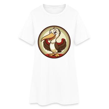 Pélican coloré Kawaii Dessin animé Clipart - Robe T-shirt Femme - blanc - Devant