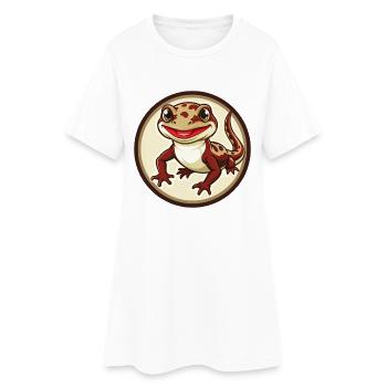 Salamandre coloré Kawaii dessin animé Personnage Animal de compagnie - Robe T-shirt Femme - blanc - Devant