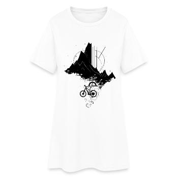 Mountain Bike Cyclist Sketch - Women’s T-Shirt Dress - white - Front