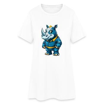 Rhino Cool Kawaii Dessin animé Personnage Clipart - Robe T-shirt Femme - blanc - Devant