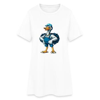 Ostrich Cool Kawaii Cartoon Character Clipart - Women’s T-Shirt Dress - white - Front
