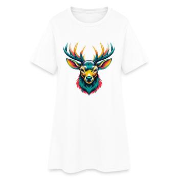 cerf mignon Kawaii dessin animé Clipart visage d’animal - Robe T-shirt Femme - blanc - Devant