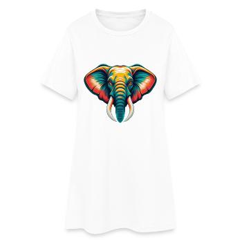Elephant Cute Kawaii Cartoon Clipart Animal Face - Women’s T-Shirt Dress - white - Front
