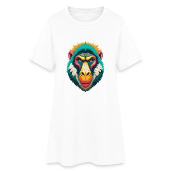 Babouin mignon Kawaii dessin animé Clipart Animal Face - Robe T-shirt Femme - blanc - Devant
