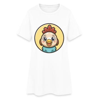 poulet kawaii dessin animé personnage animal visage d’animal - Robe T-shirt Femme - blanc - Devant