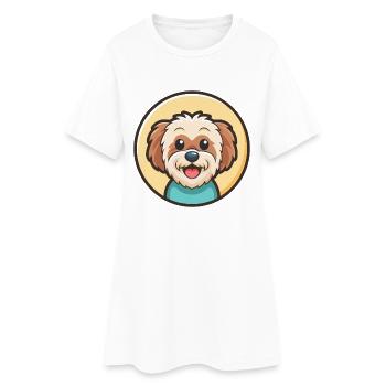 Bolognaise Chien Race Dessin Animé Kawaii Clipart Animal - Robe T-shirt Femme - blanc - Devant
