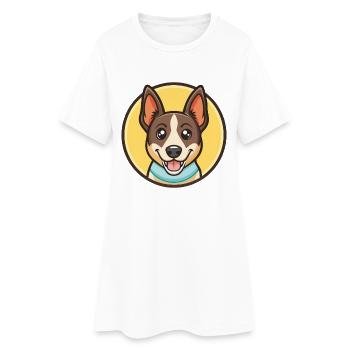 Danemark Feist Chien Race Dessin Animé Kawaii Clipart Animal De Compagnie - Robe T-shirt Femme - blanc - Devant