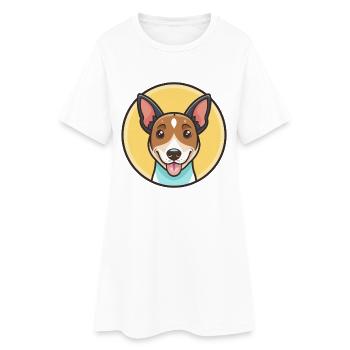 Chien Fox Terrier Chilien Drôle de Dessin Animé Kawaii - Robe T-shirt Femme - blanc - Devant