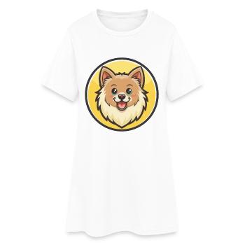 Chien Spitz danois, dessin animé Kawaii, clipart pour animaux de compagnie - Robe T-shirt Femme - blanc - Devant