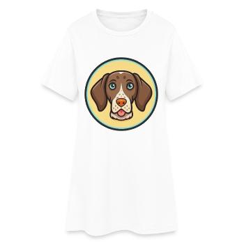 German Shorthaired Pointer Dog Breed Funny Cartoon - Women’s T-Shirt Dress - white - Front