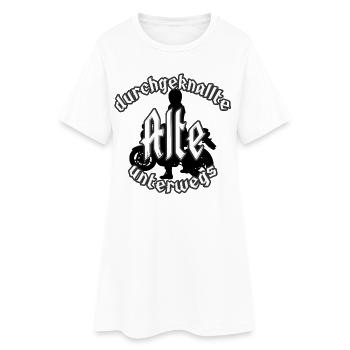 durchgeknallte Alte unterwegs - Frauen T-Shirt-Kleid - Weiß - Vorne
