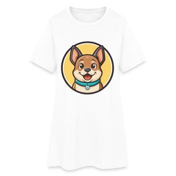 Strellufstover Chien Race Dessin animé Kawaii Clipart - Robe T-shirt Femme - blanc - Devant