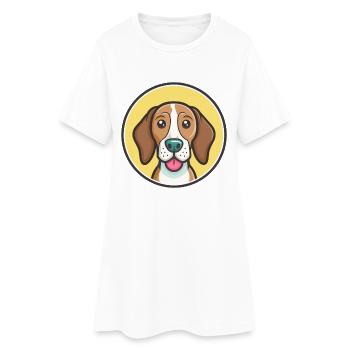 Welsh Hound Chien Race Drôle Dessin animé Kawaii Clipart - Robe T-shirt Femme - blanc - Devant