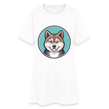 Akita Dog Breed Cartoon Kawaii Clipart Animal Pet - Women’s T-Shirt Dress - white - Front