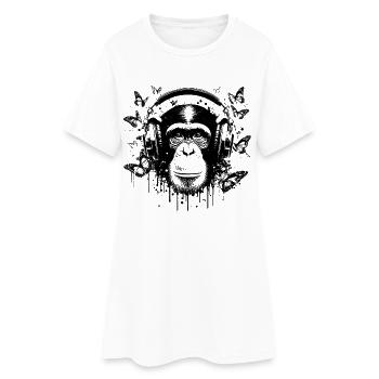GROOVIN' MONKEY MIT KOPFHÖRERN - Frauen T-Shirt-Kleid - Weiß - Vorne