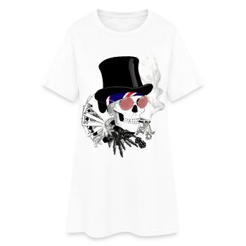 Crâne avec lunettes de soleil roses - Robe T-shirt Femme - blanc - Devant