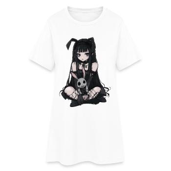 Kawaii Mignon Anime Fille Goth Lapin Grunge Gothique - Robe T-shirt Femme - blanc - Devant