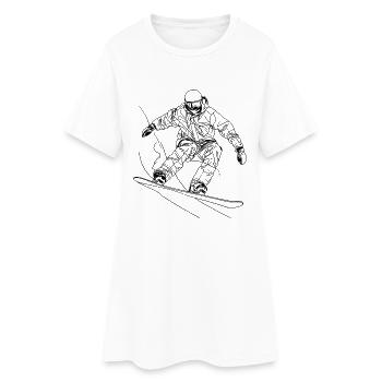Dessin au trait du snowboarder - Robe T-shirt Femme - blanc - Devant
