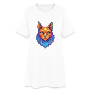 Chat Angora Turc Race Dessin Animé Kawaii Animal De Compagnie - Robe T-shirt Femme - blanc - Devant