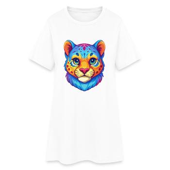 Bébé chat léopard des neiges, dessin animé, animal kawaii - Robe T-shirt Femme - blanc - Devant