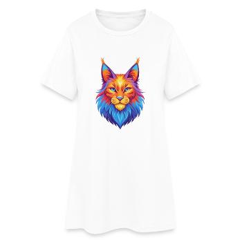 Maine Coon Cat Breed Cartoon Kawaii Animal Pet - Women’s T-Shirt Dress - white - Front
