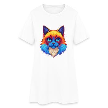 Ragdoll Chat Race Dessin animé Kawaii Animal Pet - Robe T-shirt Femme - blanc - Devant