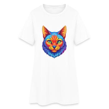 Manx Chat Race Dessin animé Kawaii Animal Pet - Robe T-shirt Femme - blanc - Devant