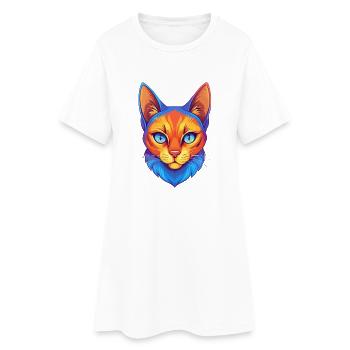 Burmilla Chat Race Dessin animé Kawaii Animal Pet - Robe T-shirt Femme - blanc - Devant