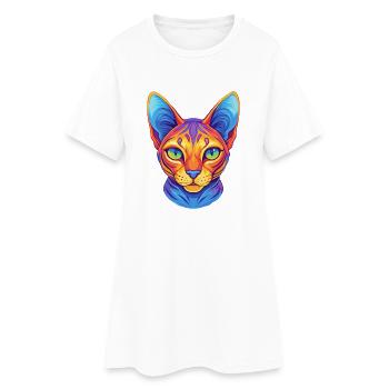 Égyptien Mau Chat Race Dessin Animé Kawaii Animal Pet - Robe T-shirt Femme - blanc - Devant
