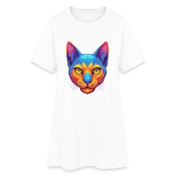 Bombay Katze Rasse Karikatur Kawaii Tier Haustier - Frauen T-Shirt-Kleid - Weiß - Vorne