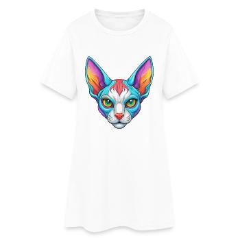Cornish Rex Katzenrasse Cartoon Kawaii Tier Haustier - Frauen T-Shirt-Kleid - Weiß - Vorne