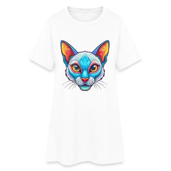 Chat siamois race dessin animé Kawaii Animal Pet - Robe T-shirt Femme - blanc - Devant