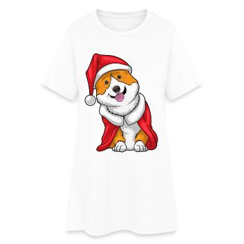 Corgi Christmas Christmas Hat - Women’s T-Shirt Dress - white - Front