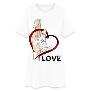 Pfotenliebe - weißes Pfötchen - Frauen T-Shirt-Kleid - Weiß - Vorne
