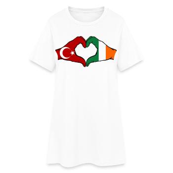 Türkei Irland Hände Herzform - Frauen T-Shirt-Kleid - Weiß - Vorne