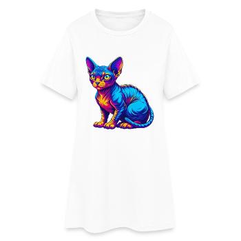 Rot Devon Rex Katzenrasse Cartoon Kawaii Tier Haustier - Frauen T-Shirt-Kleid - Weiß - Vorne