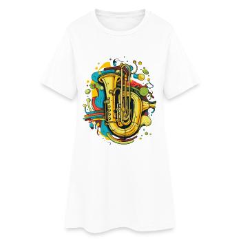 Tuba Cartoon Look - Robe T-shirt Femme - blanc - Devant
