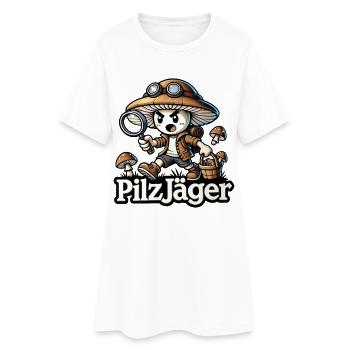 Pilzsammler Pilzjäger Pilze Wald Natur Humor Spaß - Frauen T-Shirt-Kleid - Weiß - Vorne